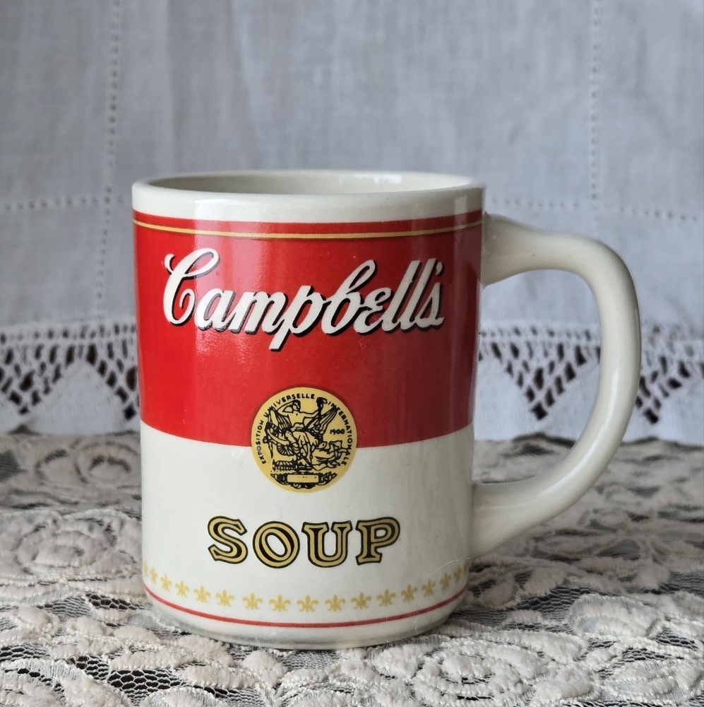 Vintage Campbell’s Soup Red & White Ceramic Mug by Georgian China